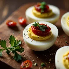Jak przygotować jajka faszerowane z pomidorami suszonymi? Przepis